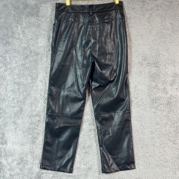 Revolve NWT LBLC THE LABEL Black Vegan Jen Faux Leather Trousers Pants Large - Picture 2 of 15
